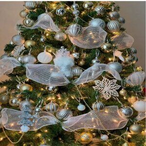 Lot of 6 packages of Holiday SILVER Fabric Mesh Garland